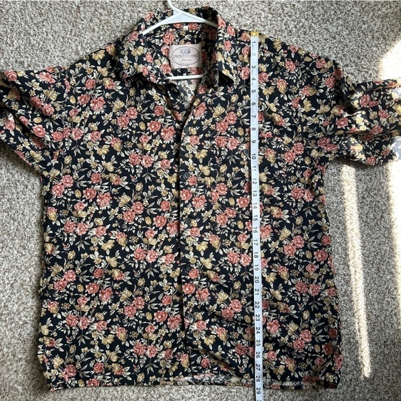 Pronto Uomo Made in Italy Long Sleeve Black Red Floral Button Down Casual XL - Picture 5 of 6